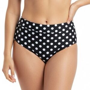 Kona Sol Black and White Polka Dot High Waisted Bikini Bottoms Size Medium